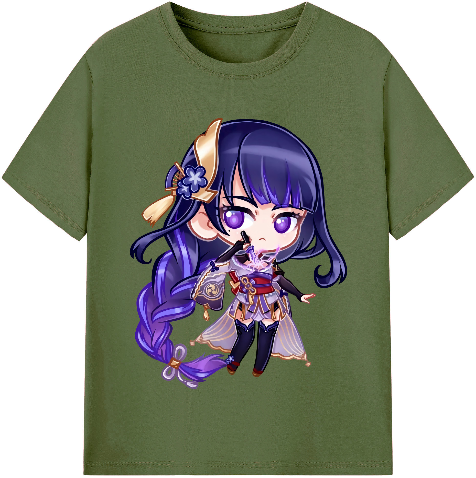 げんし神 雷電将軍 らいでんしょうぐん genshin Raiden Shogun 綿100％半袖Tシャツ（フロントプリント）